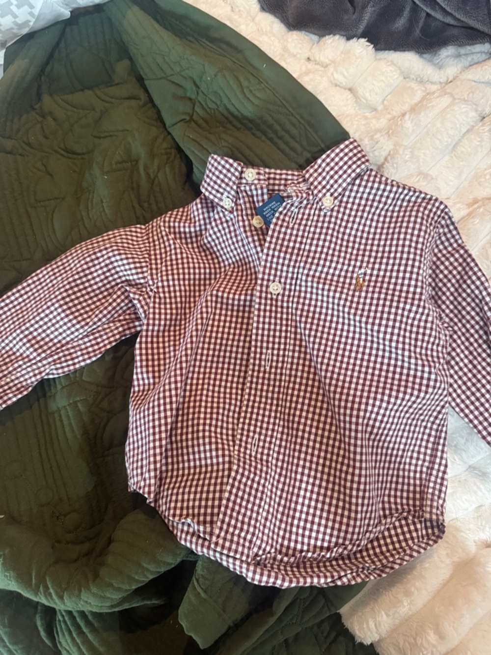 Polo by Ralph Lauren Boys' Burgundy & White Gingham Button-Down Shirt
